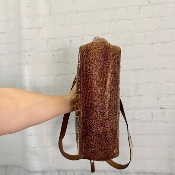 Brahmin cashew copper brown Melbourne croc embossed leather shoulder bag - Picture 7 of 16